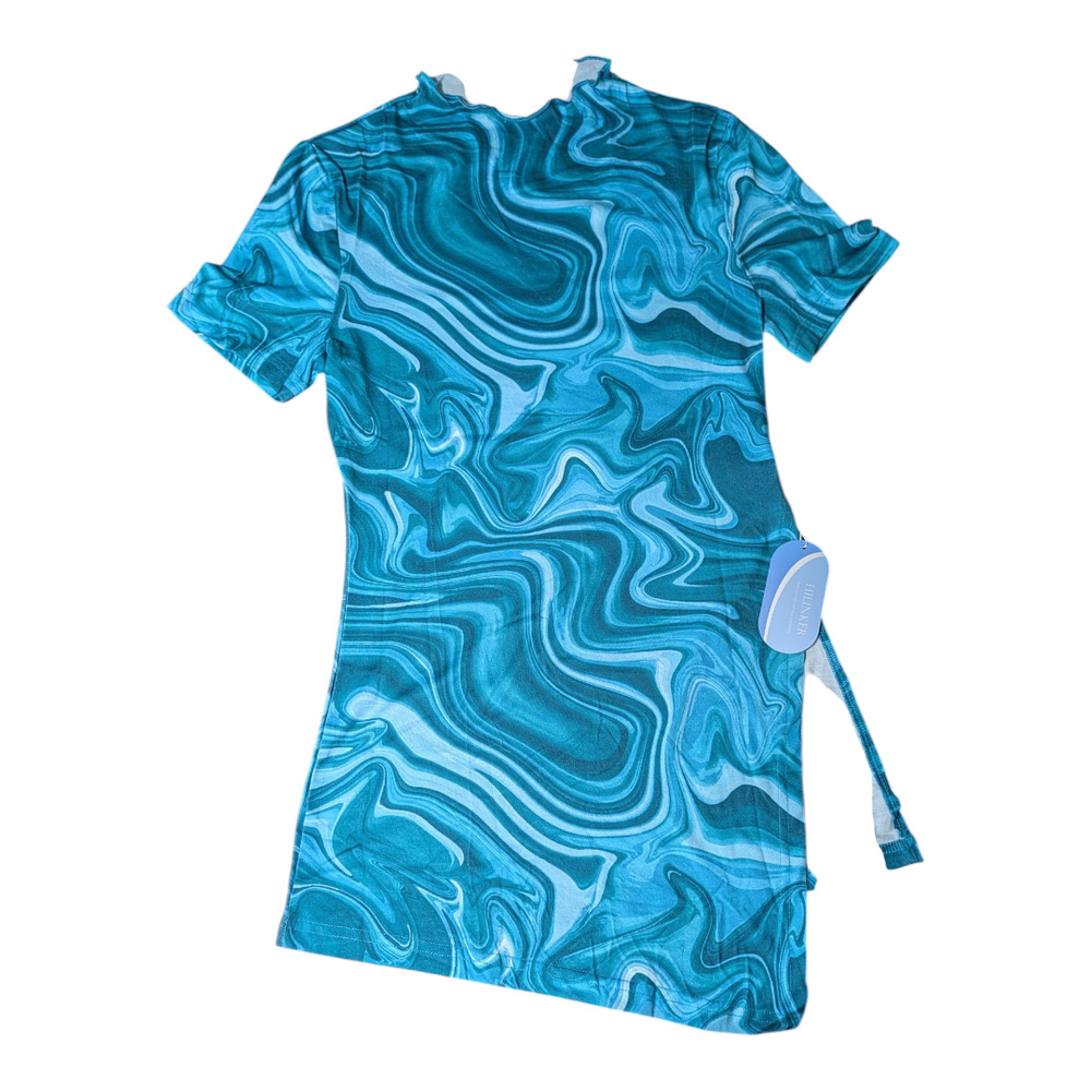 HILINKER - Women's Top - Size Small - Turquoise Marble Design
